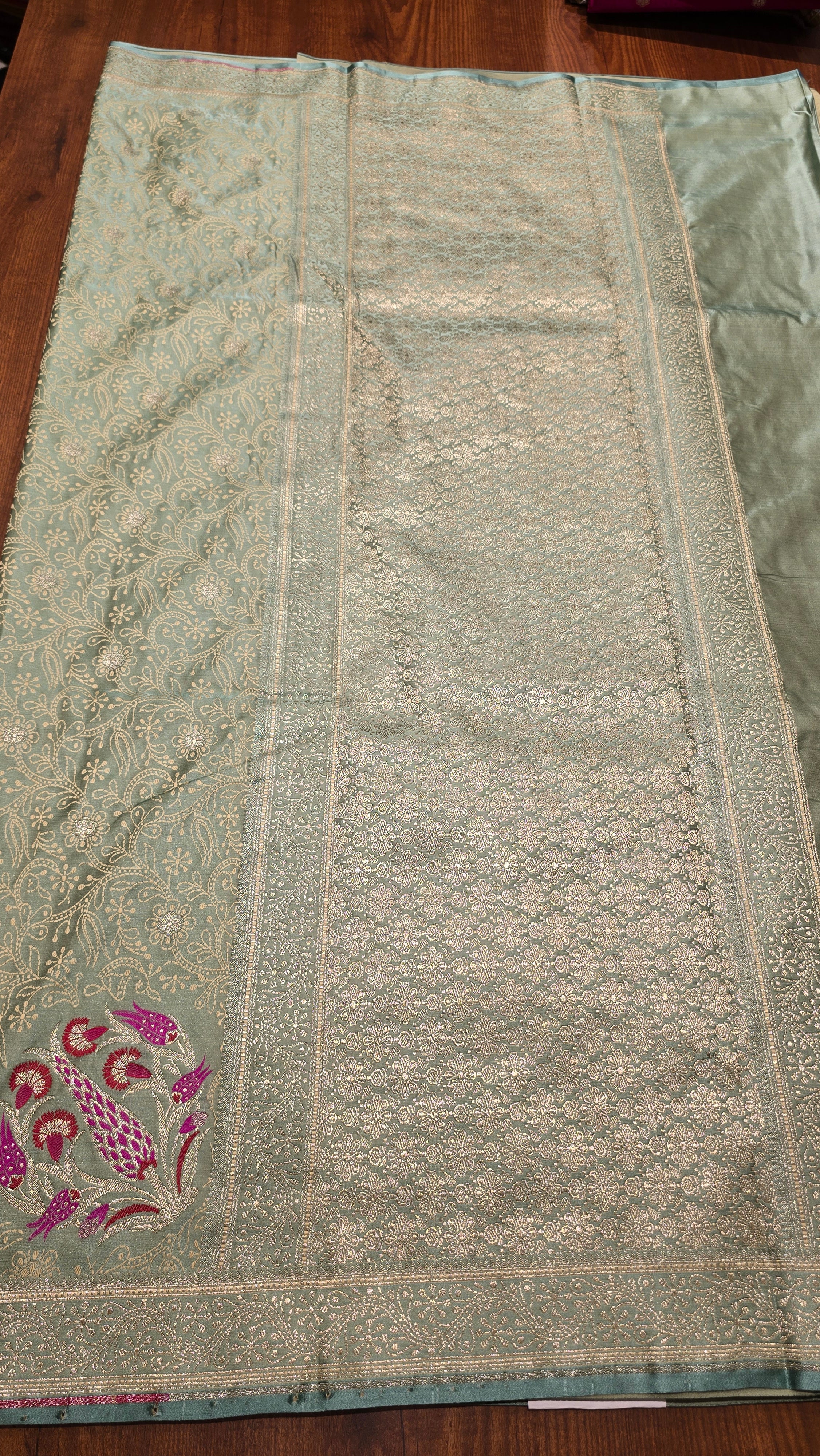 Anika's Vintage Banarasi- Pastel green