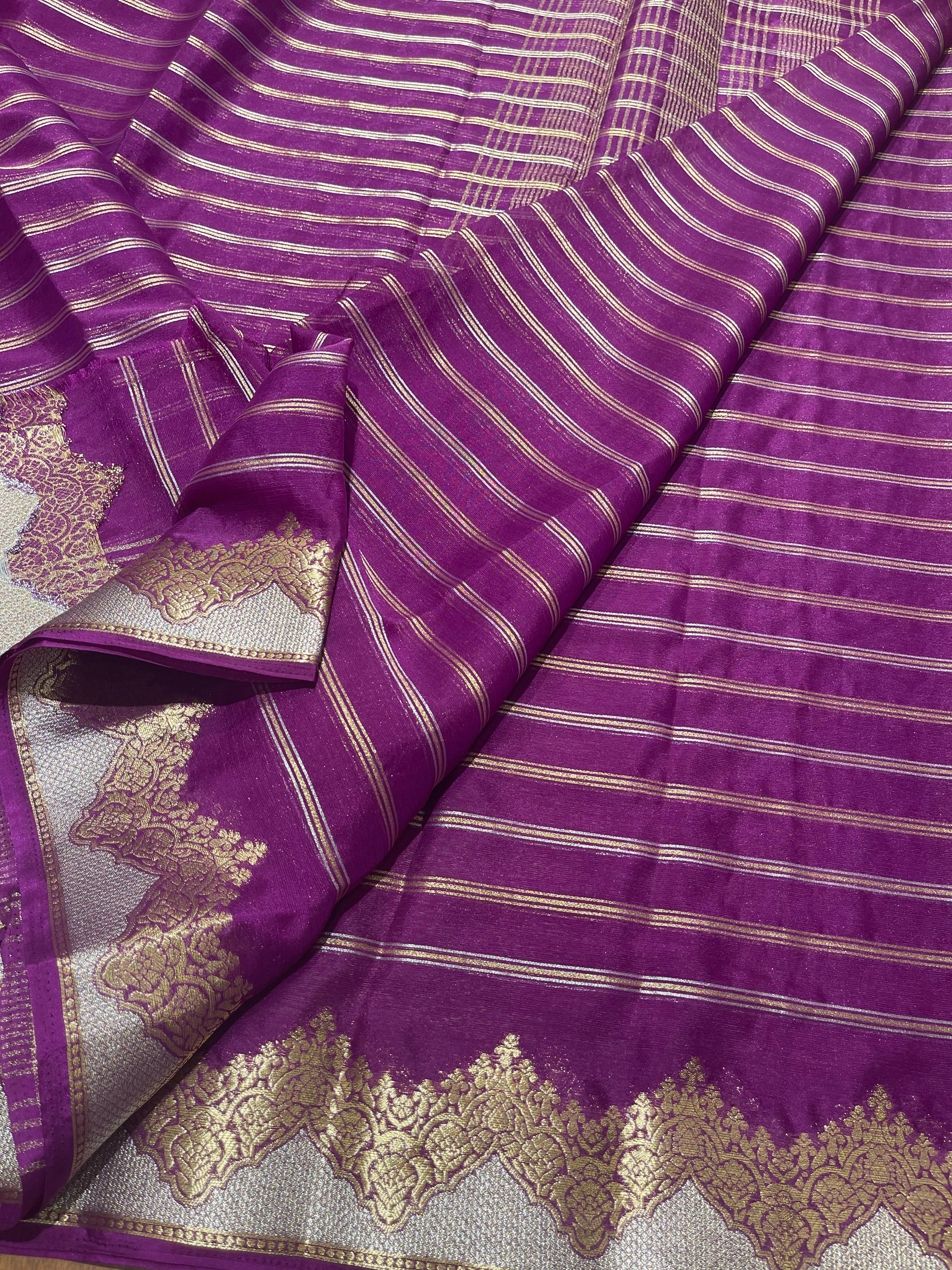 Anika's banarasi Chiffon silk saree - PURPLE