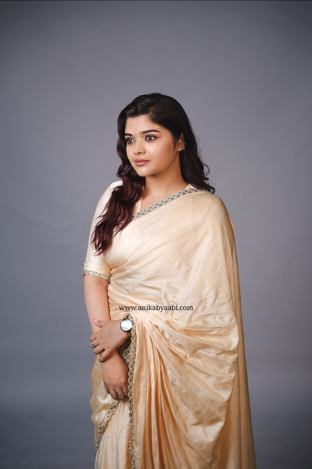 NAYAN SATIN LACE SATIN - BEIGE