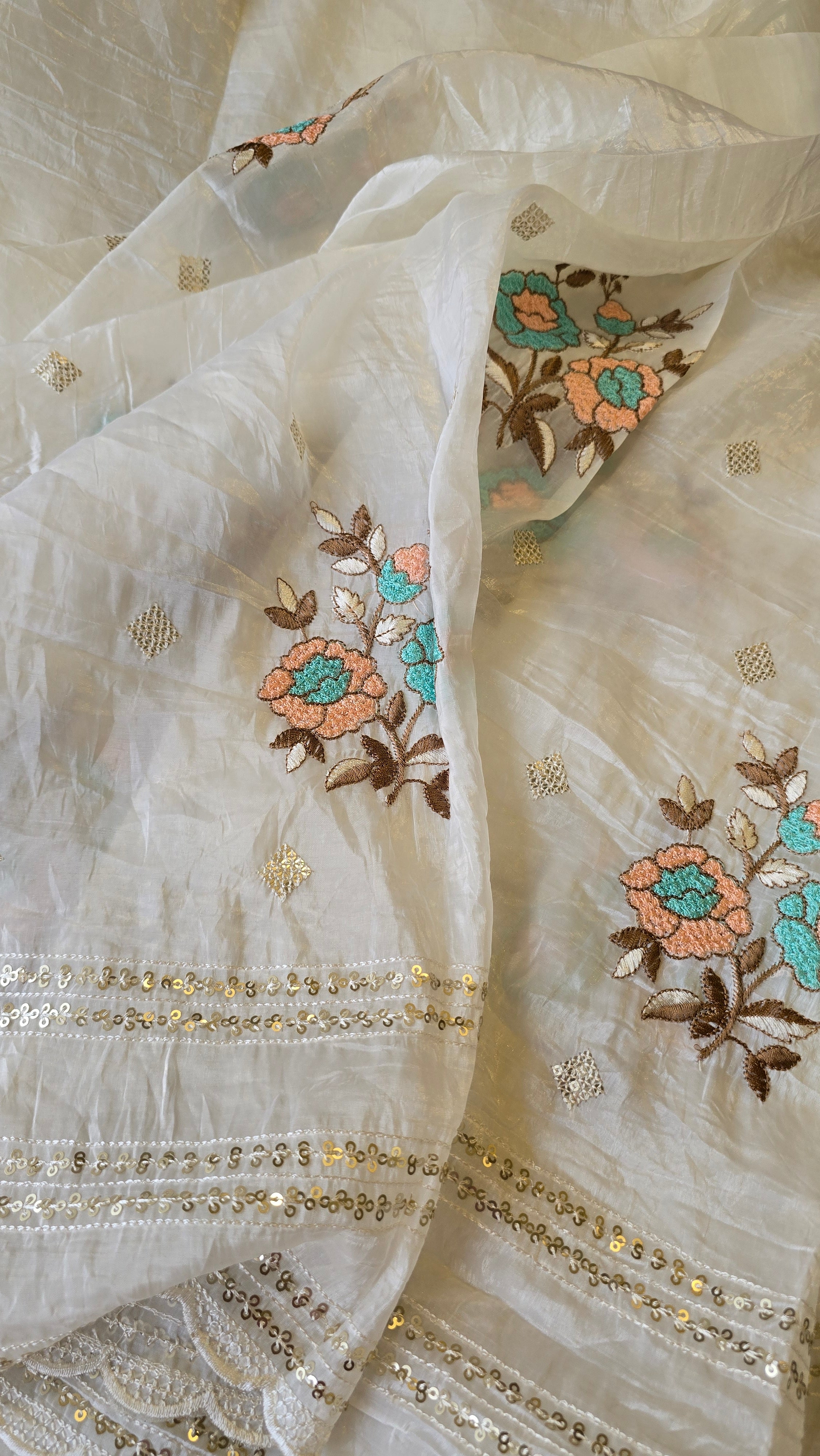 Paper Tissue Saree-White