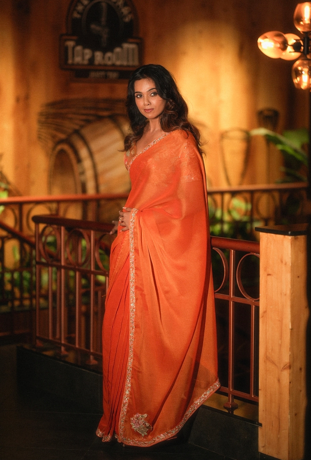 Anika's Cosmic Orange Designer Saree -Anaya Festive Edit A27
