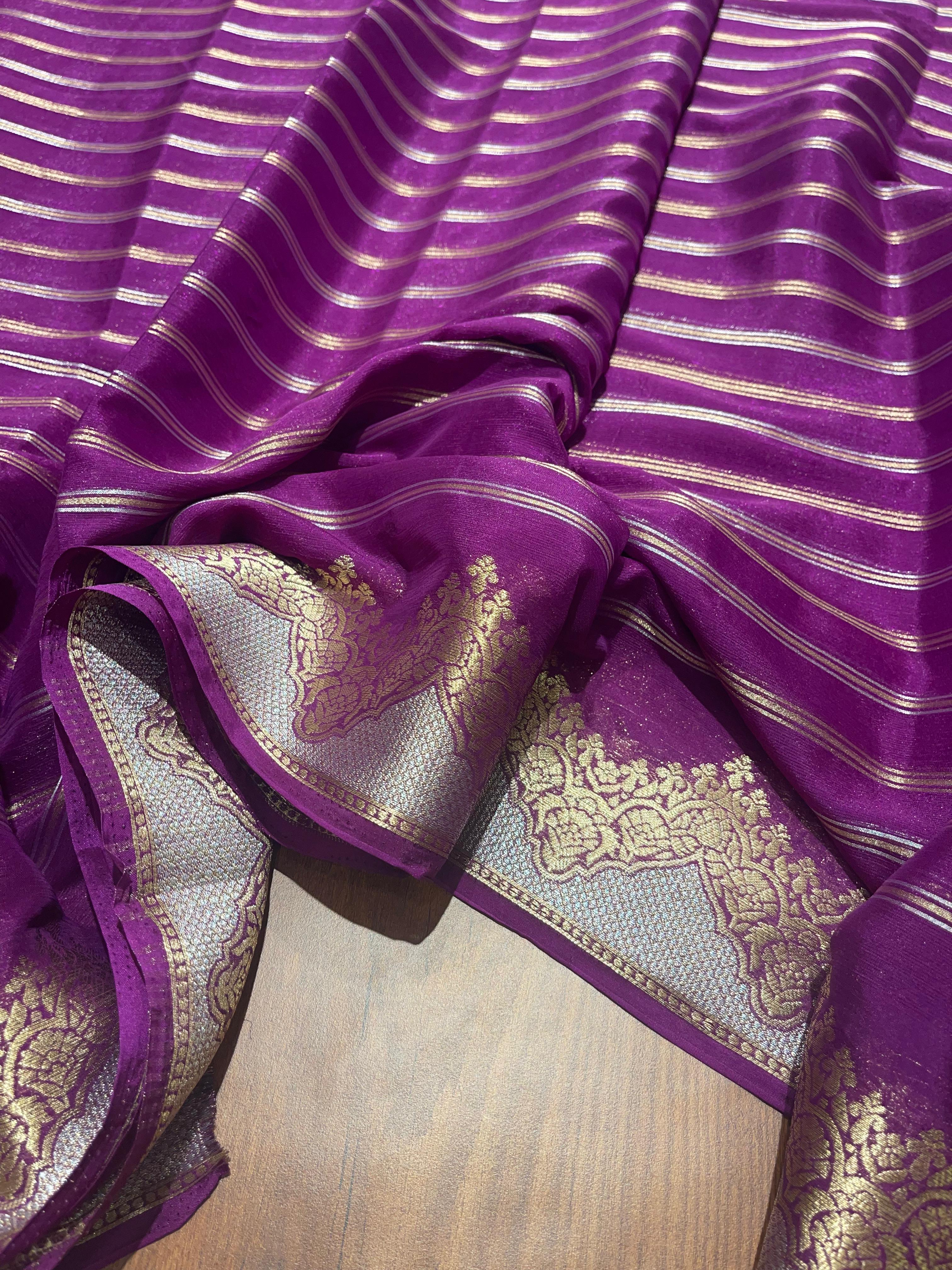 Anika's banarasi Chiffon silk saree - PURPLE