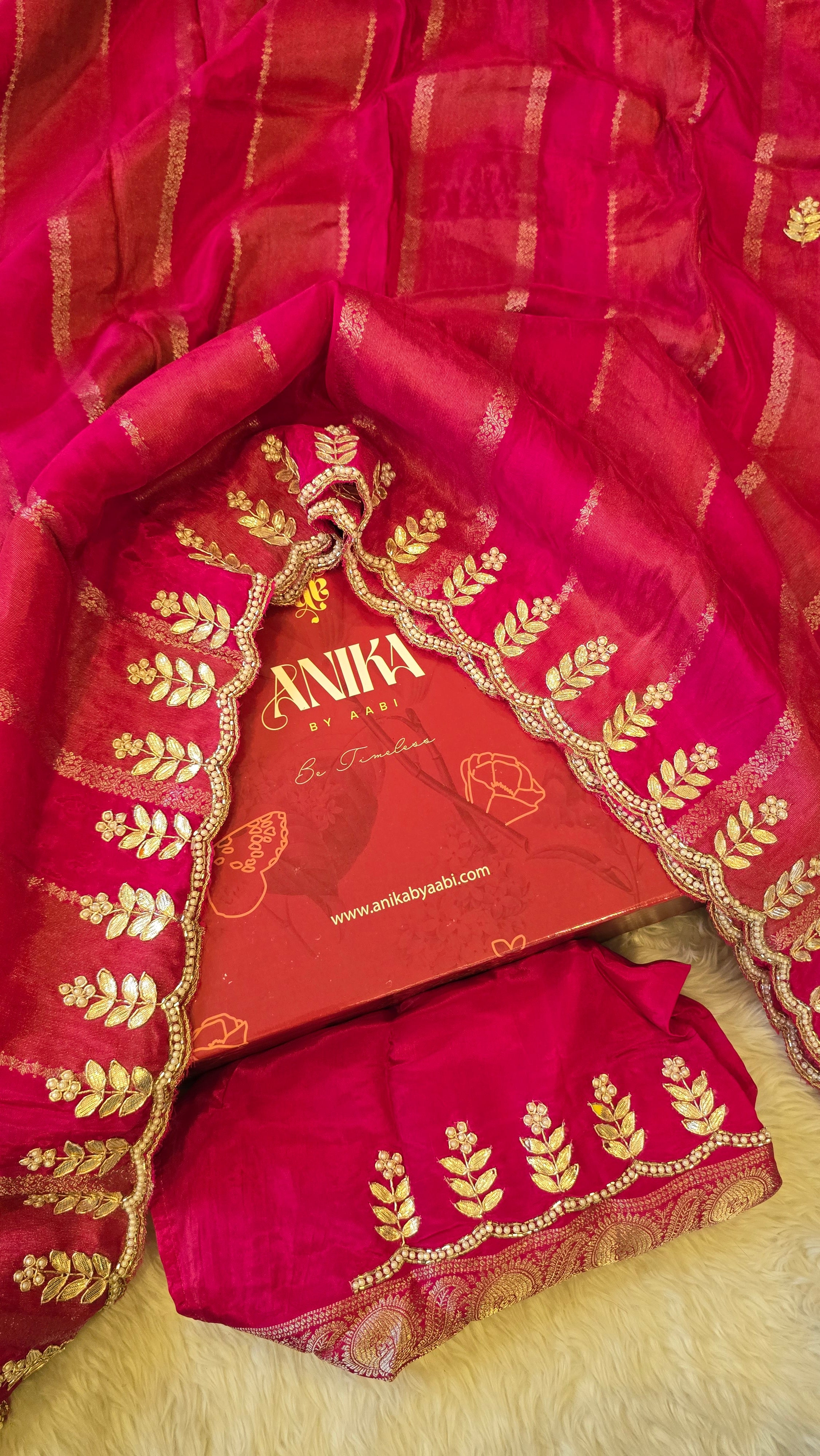 TARINI - CHINON DESIGNER SAREEE - Ranipink
