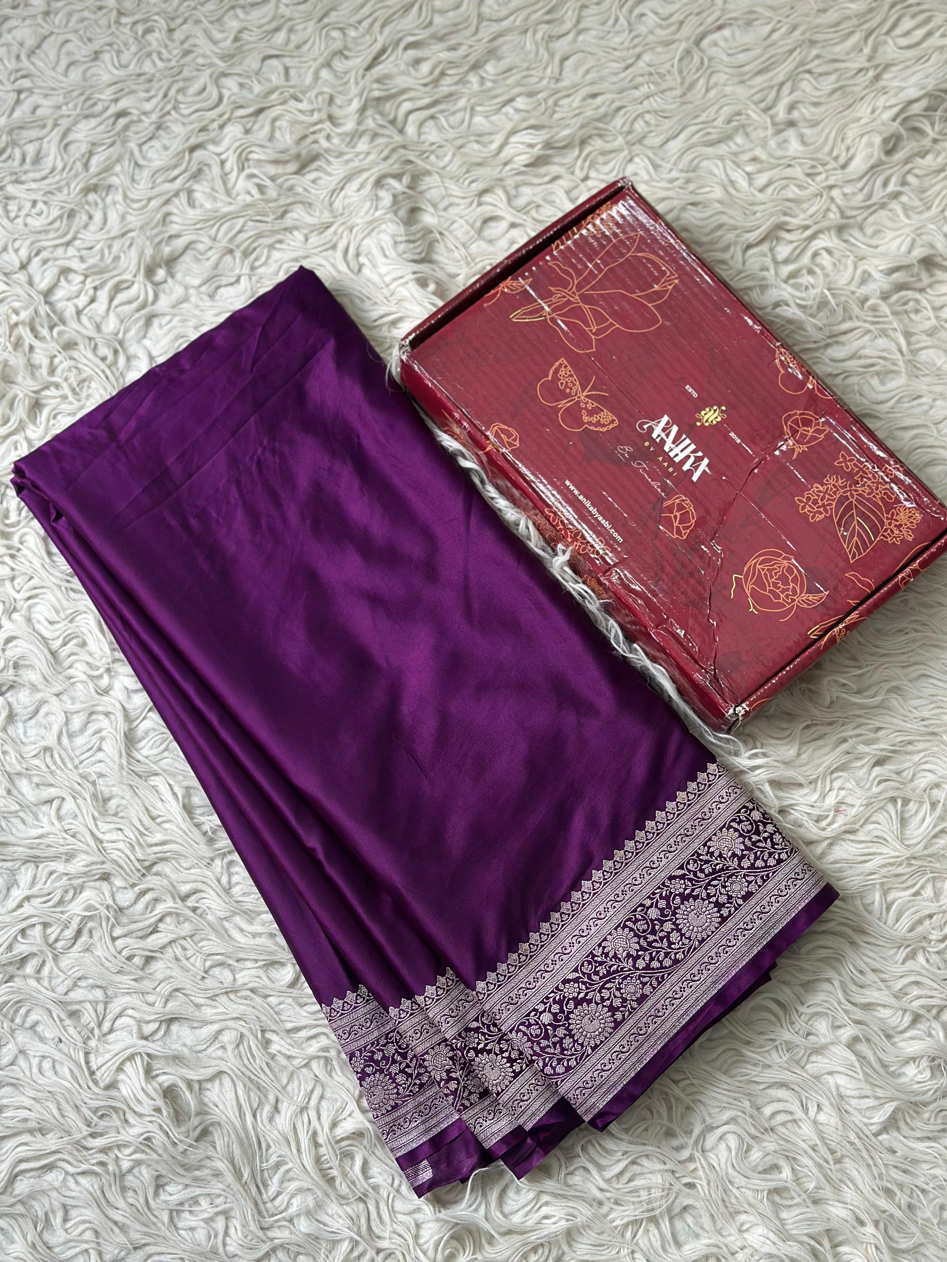 Anika's mashru silk saree purple- Festive Edit