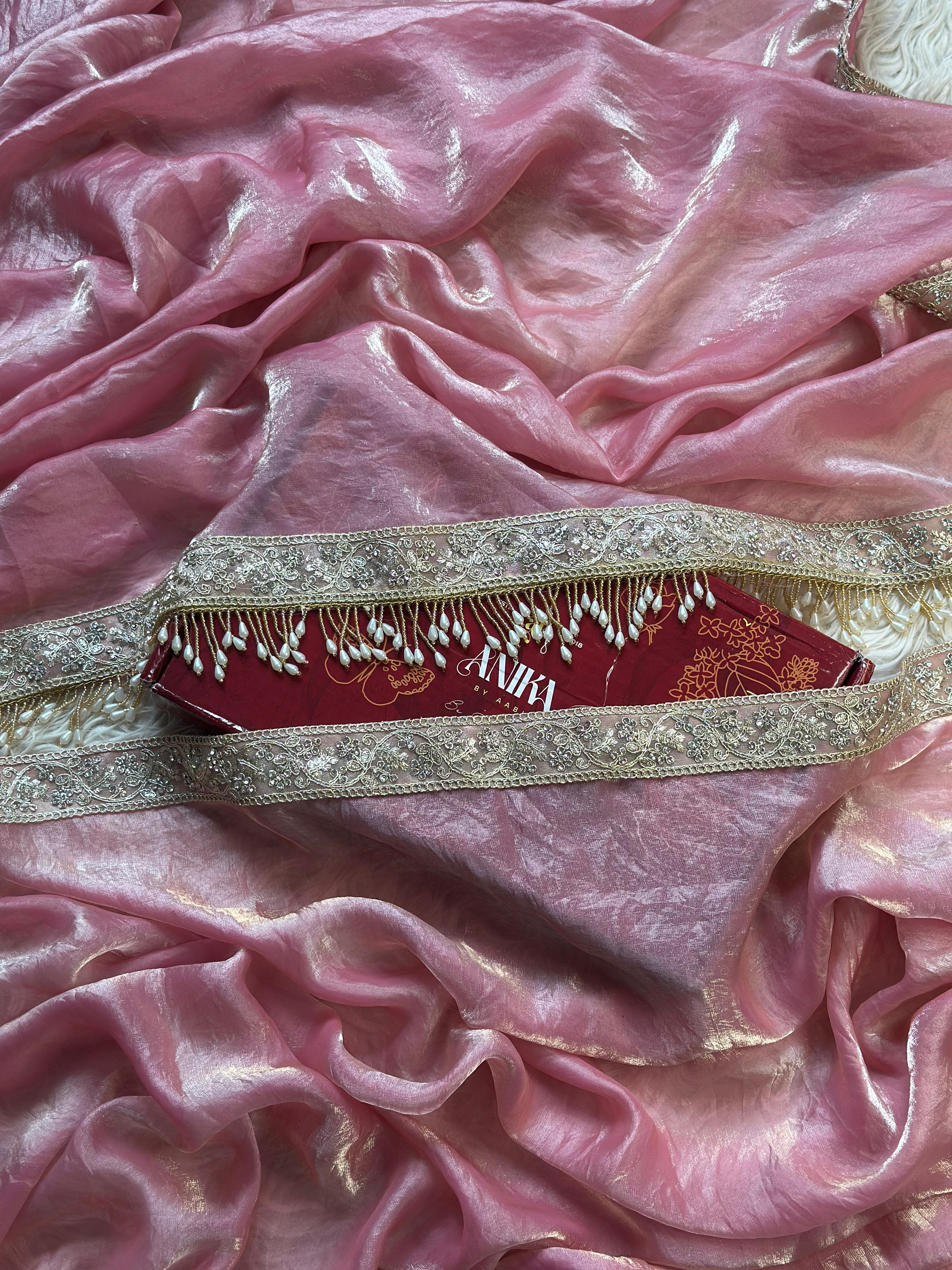 CHAKRA - GLASS TISSUE SILK SAREE | BABY PINK