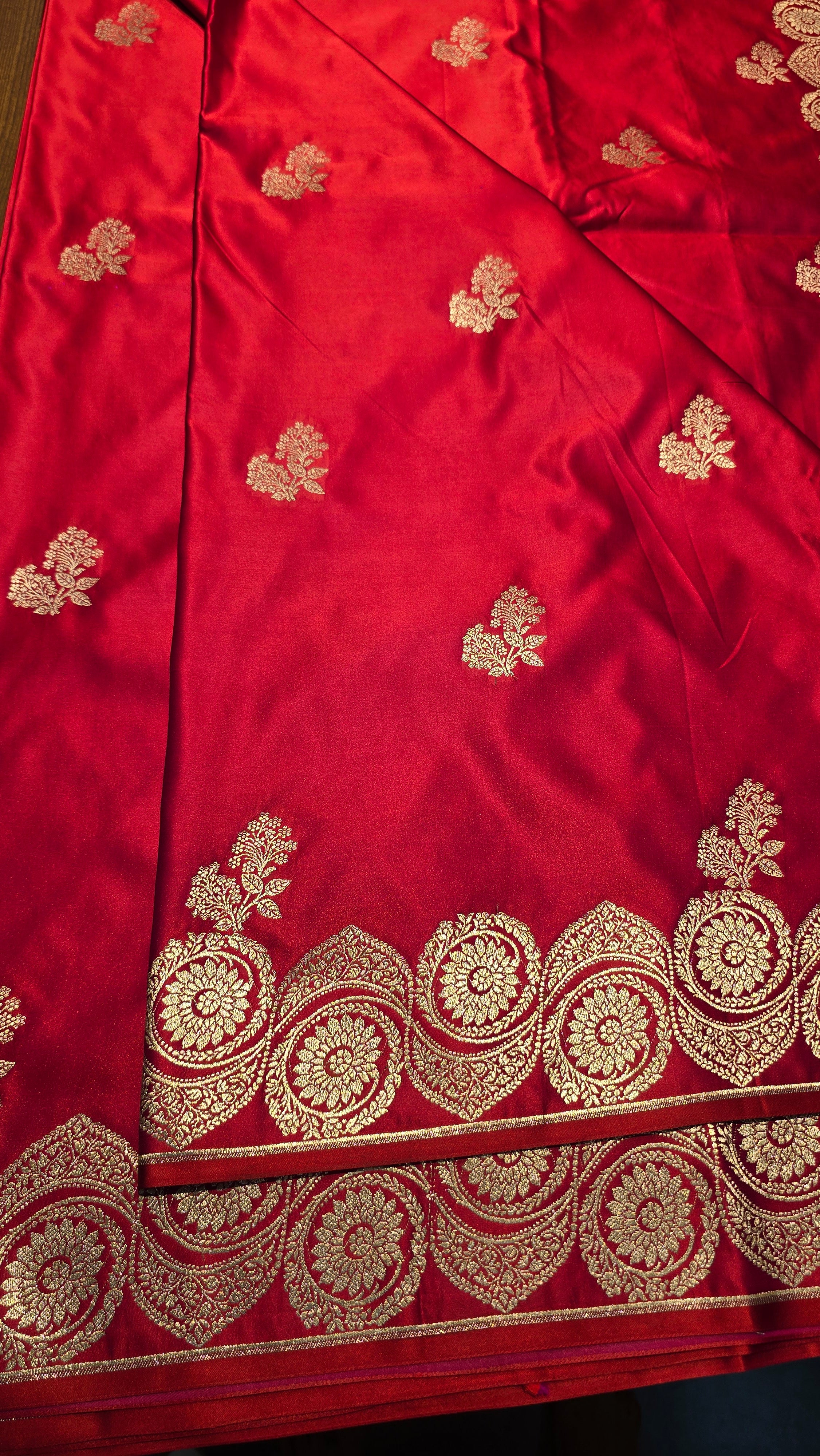 MASHRU REDDISH RANIPINK SAREE