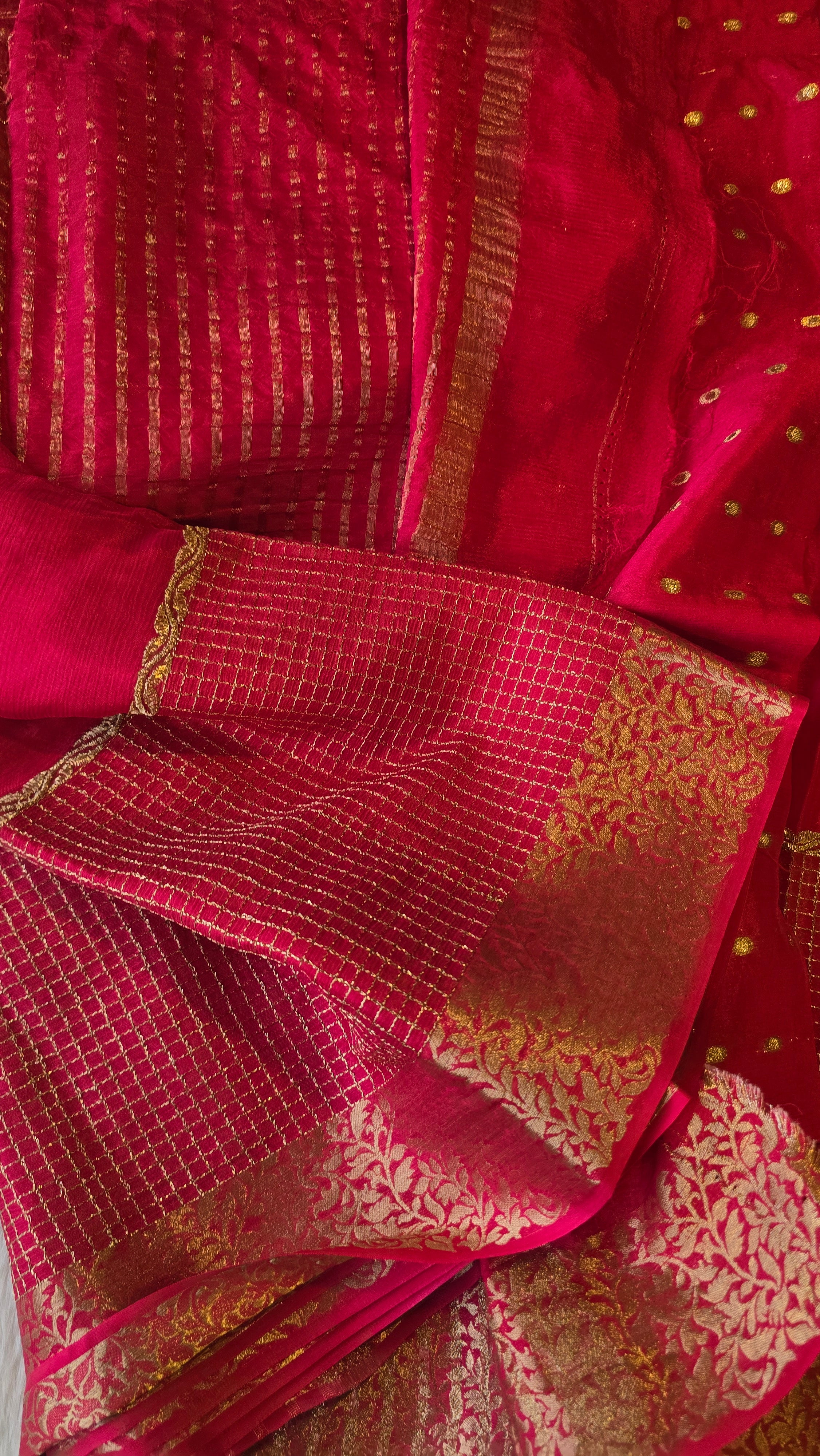 CHINON SILK SAREE-RANIPINK