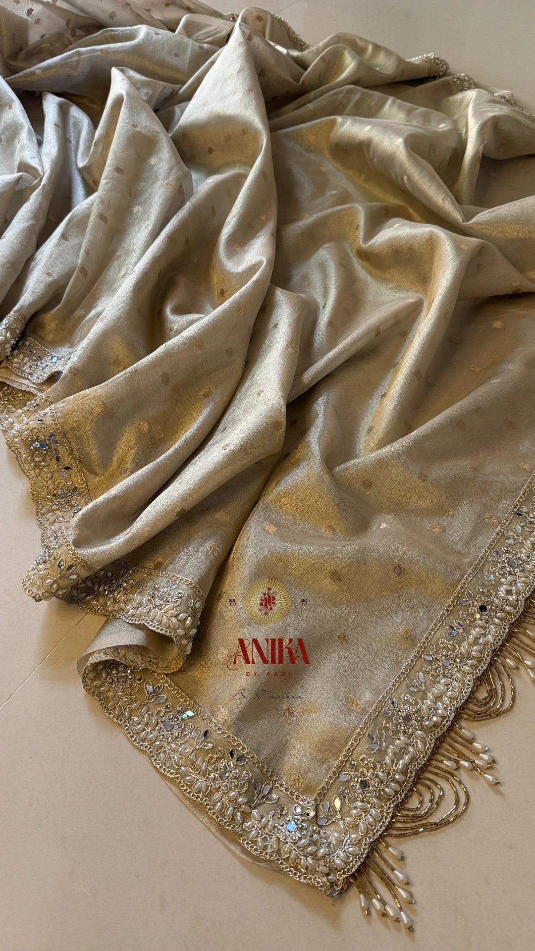 Anika's Banarasi Tissue silk saree  - IVORY