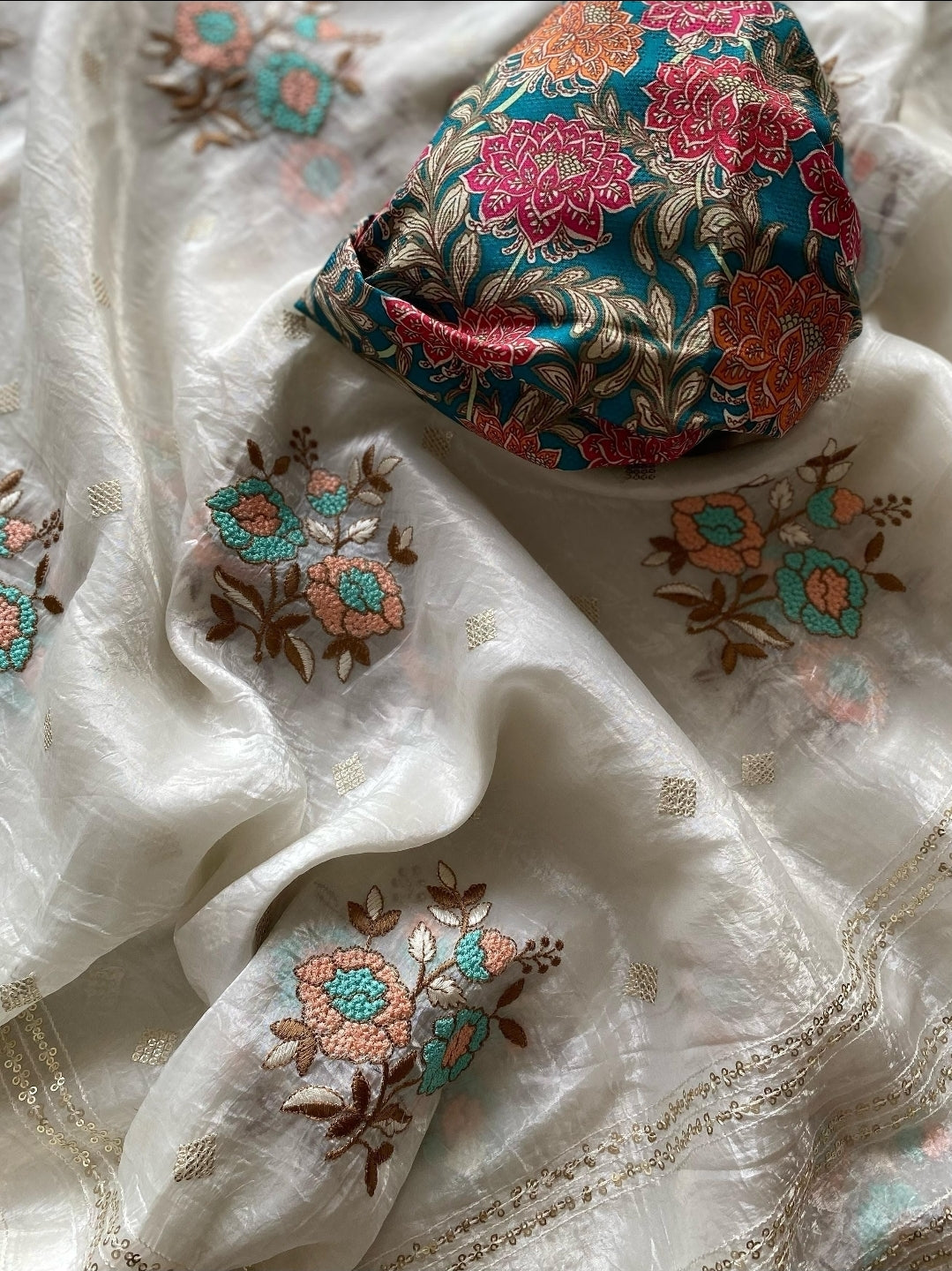 Paper Tissue Saree-White