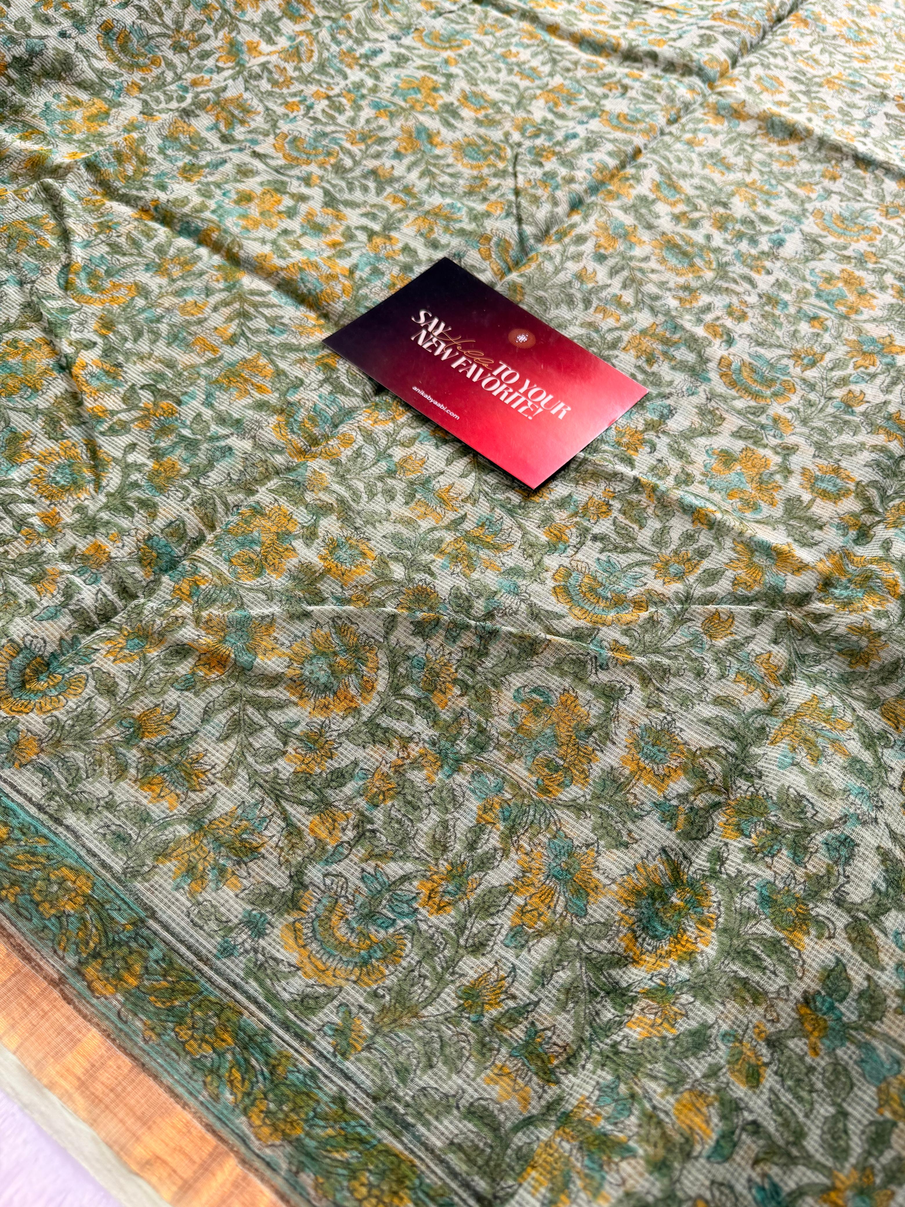 Pure Kota Cotton Heritage Floral Saree – Sage Heritage