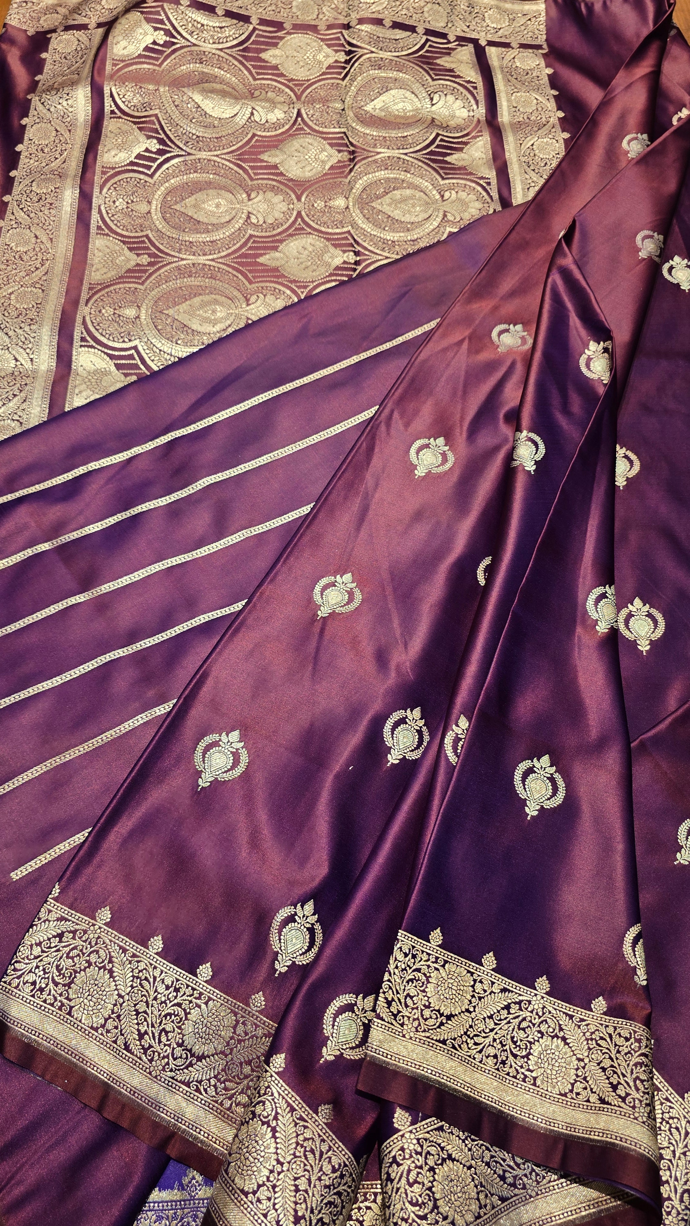 MASHRU PURPLE DUAL TONE SAREE