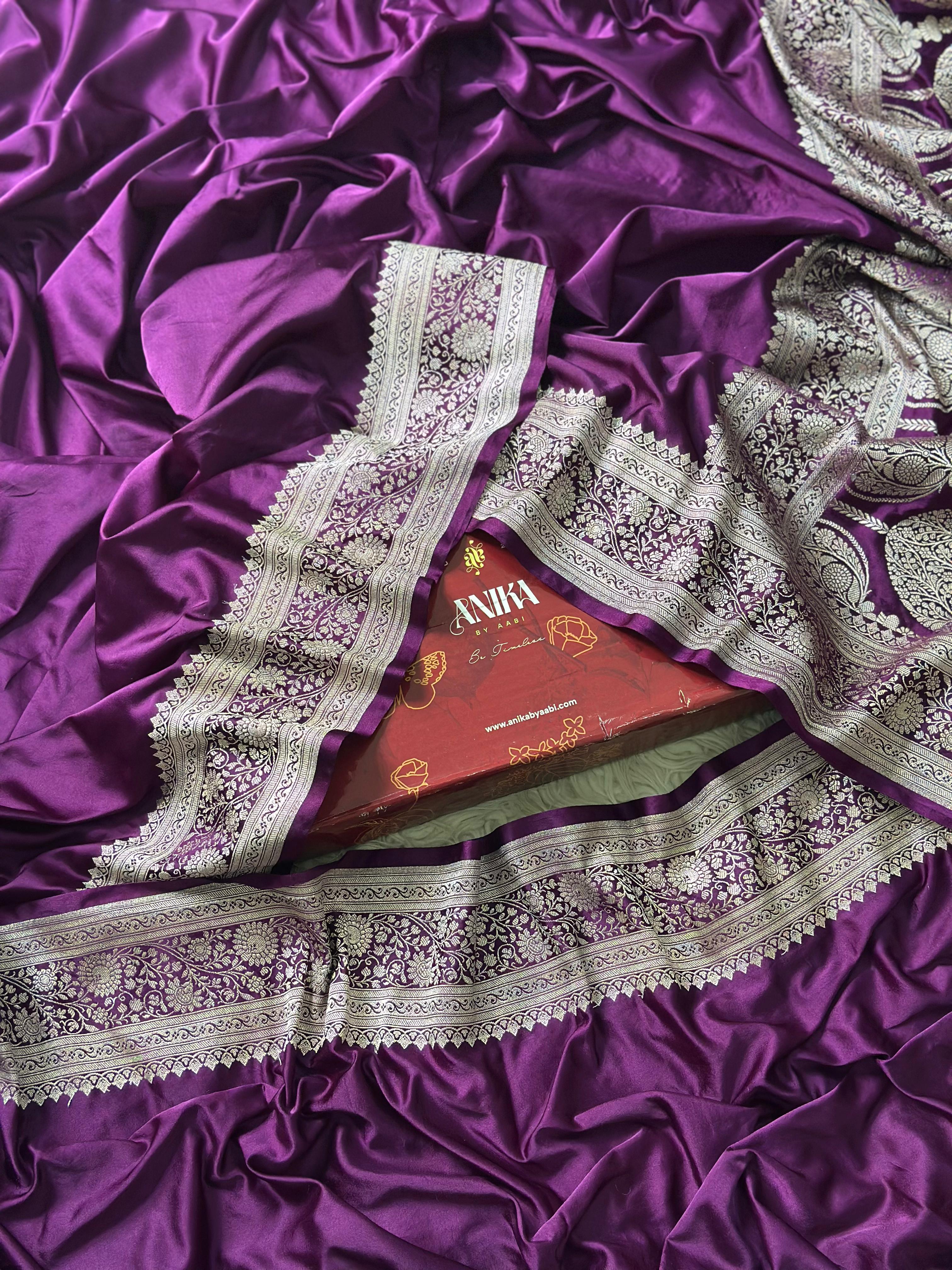 Anika's mashru silk saree purple- Festive Edit