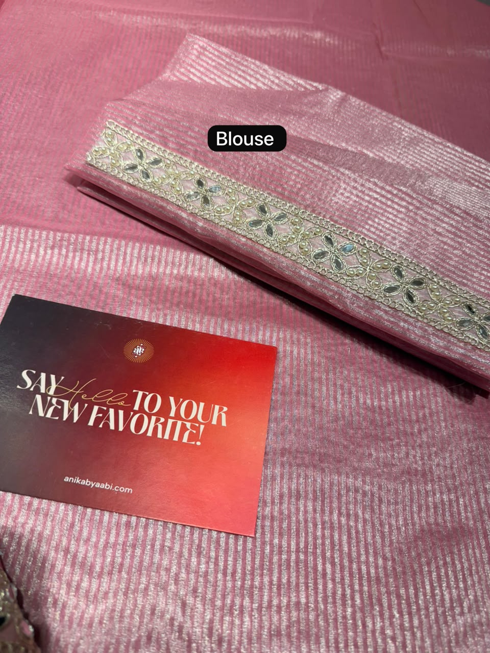 Banarasi Tissue silk in stripe weaving with lace - SWL02
