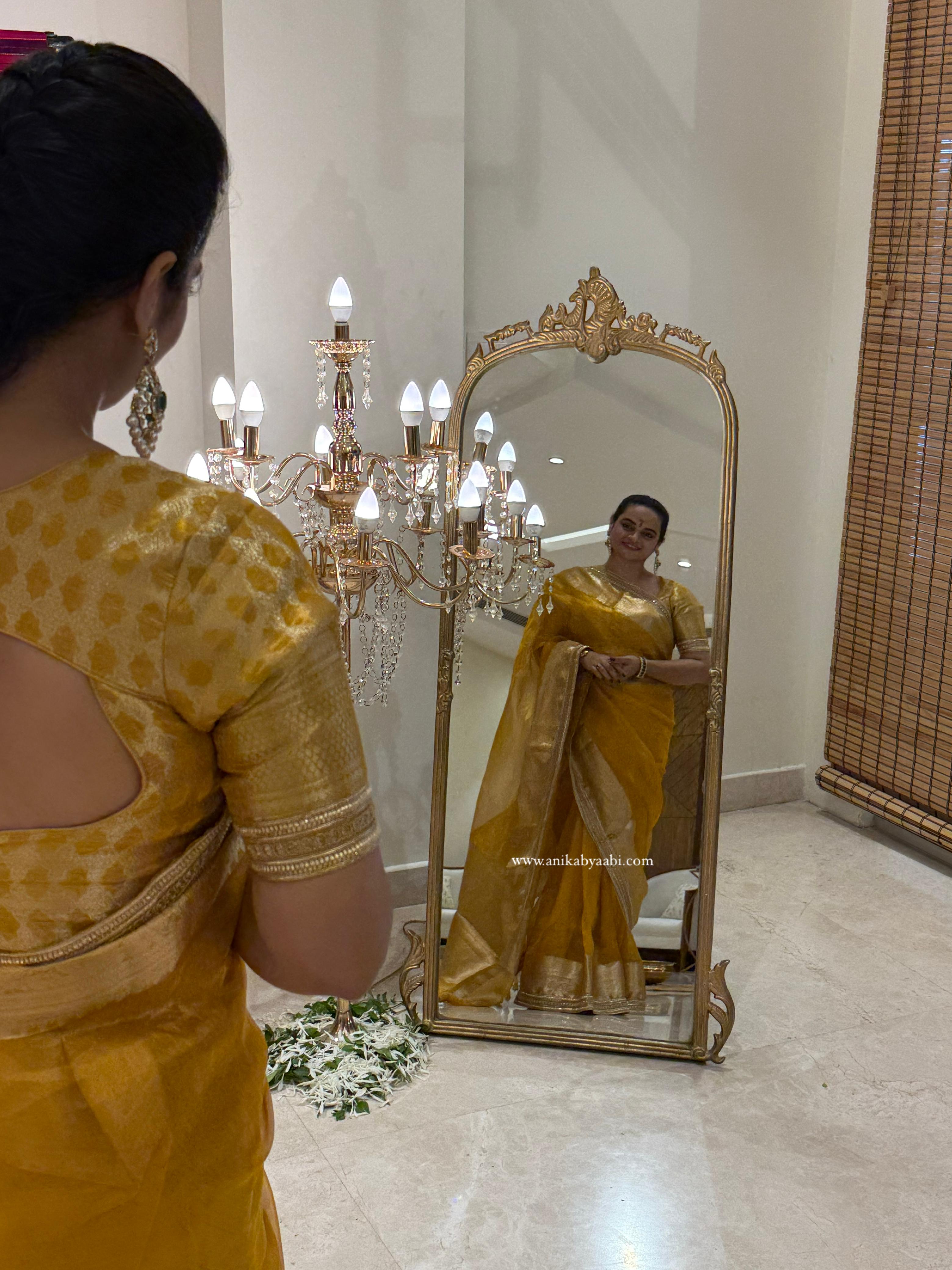 Pure Banarasi Tissue Silk Saree Golden Radiance - Kalki