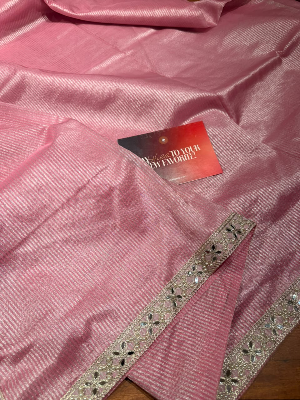 Banarasi Tissue silk in stripe weaving with lace - SWL02