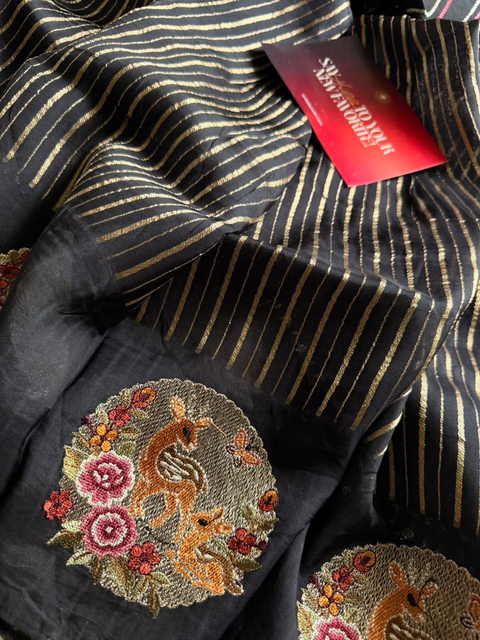 Riva - Soft chinon stripe saree with embroidery-02