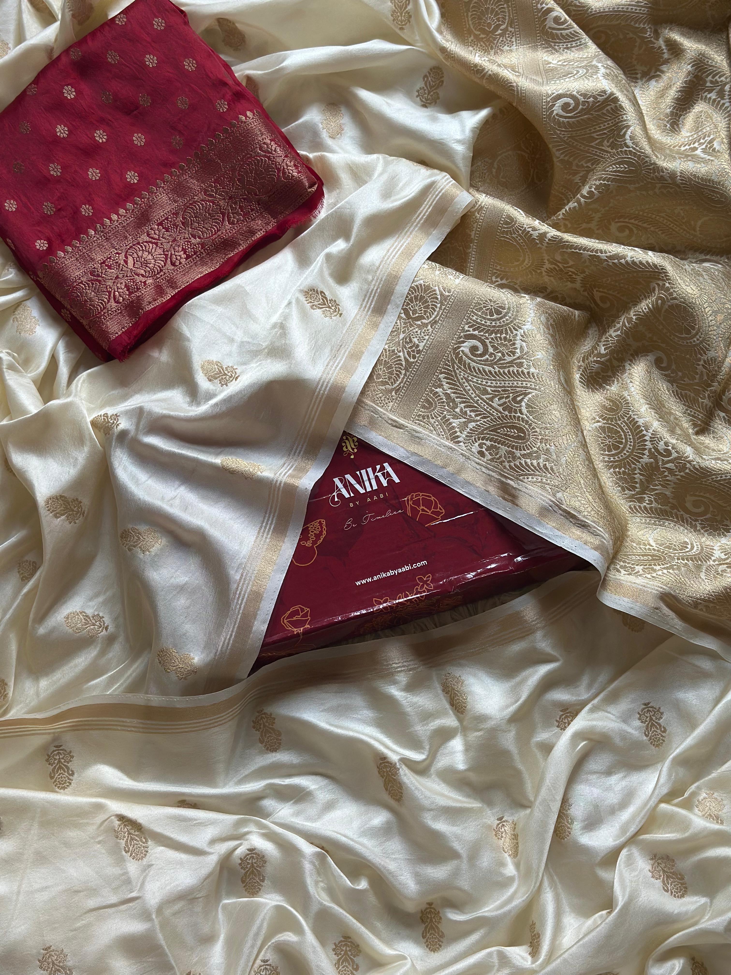 Onam Series - Halfwhite Gold traditional silk saree