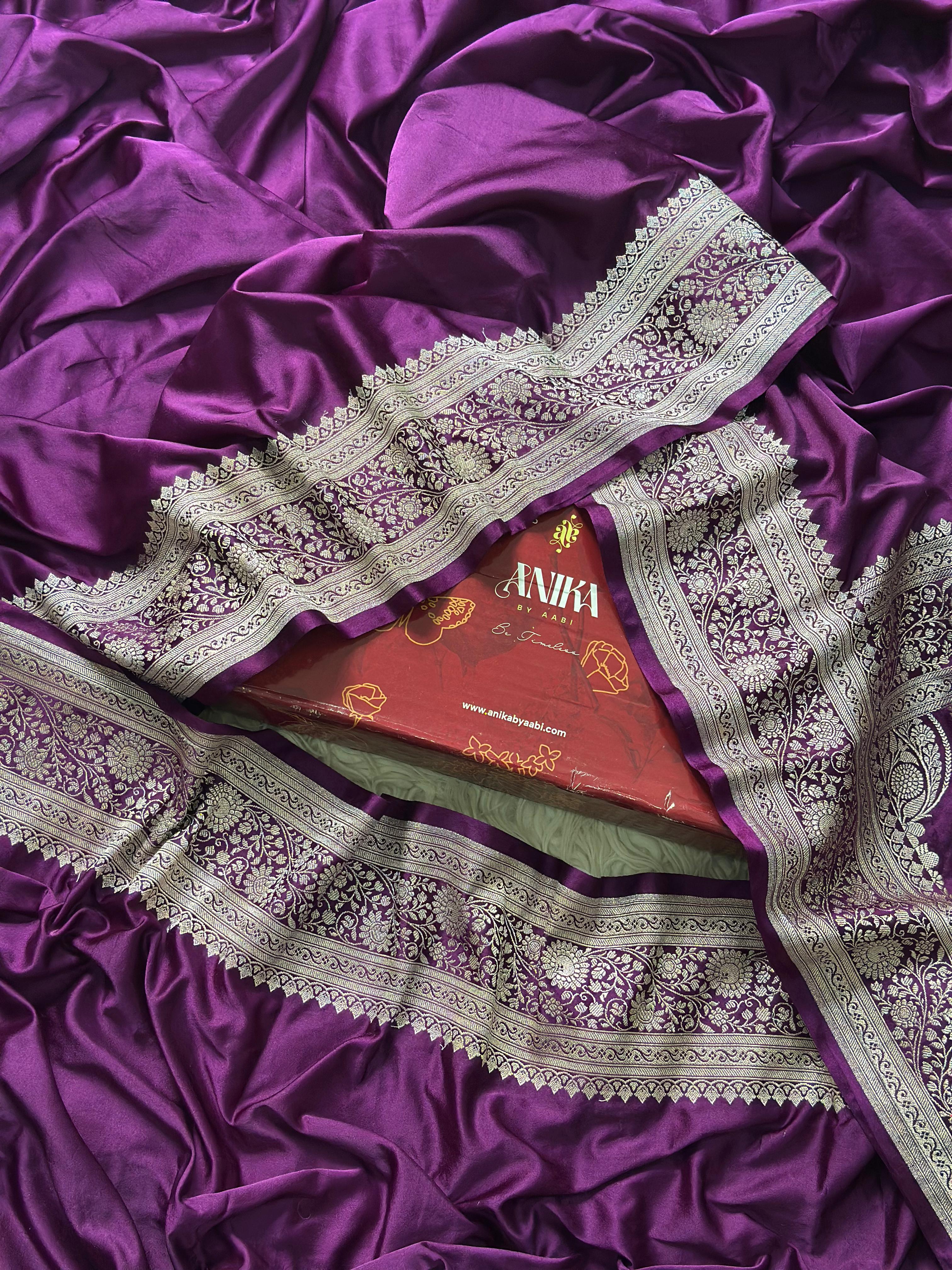 Anika's mashru silk saree purple- Festive Edit