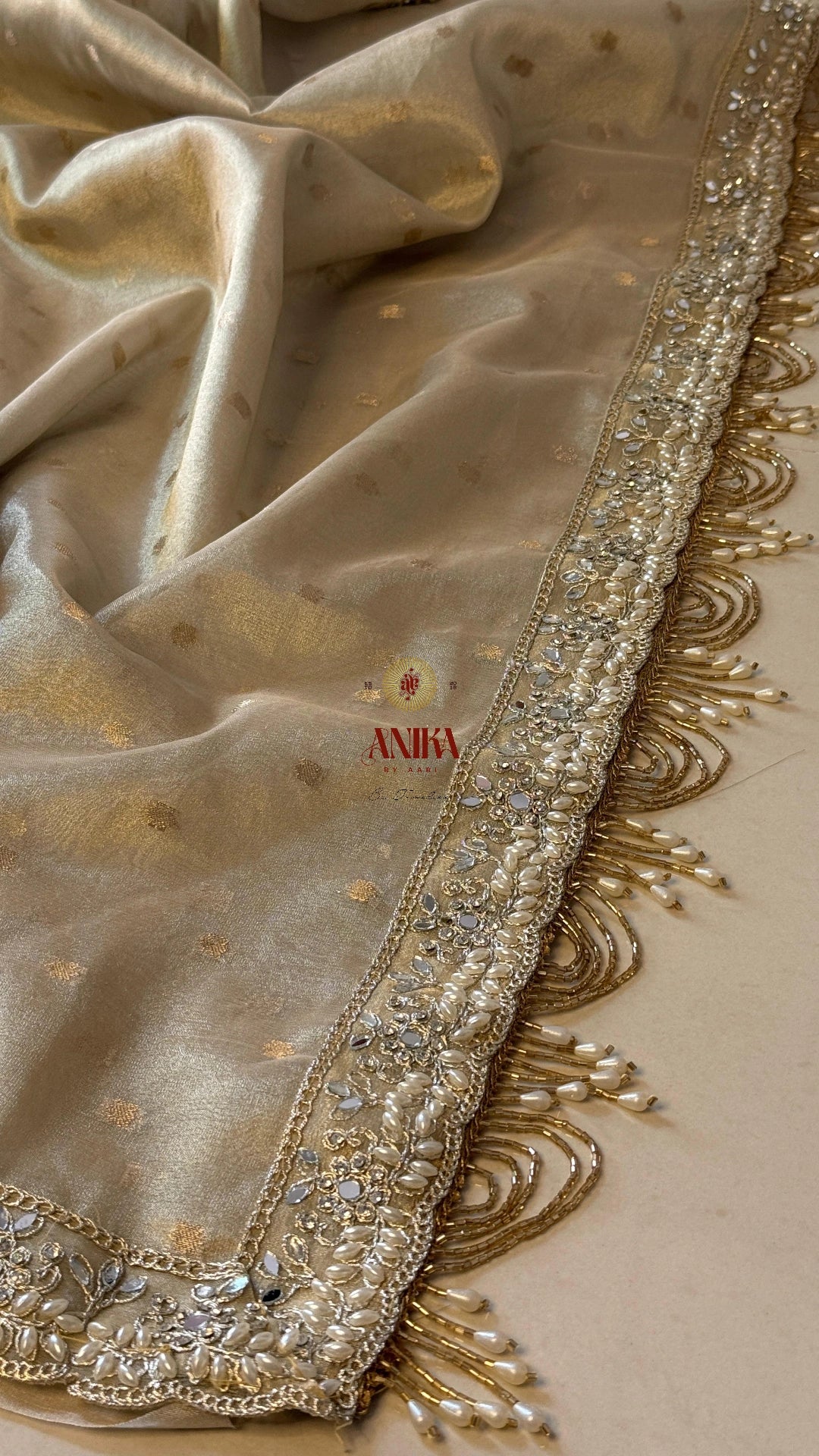 Anika's Banarasi Tissue silk saree  - IVORY