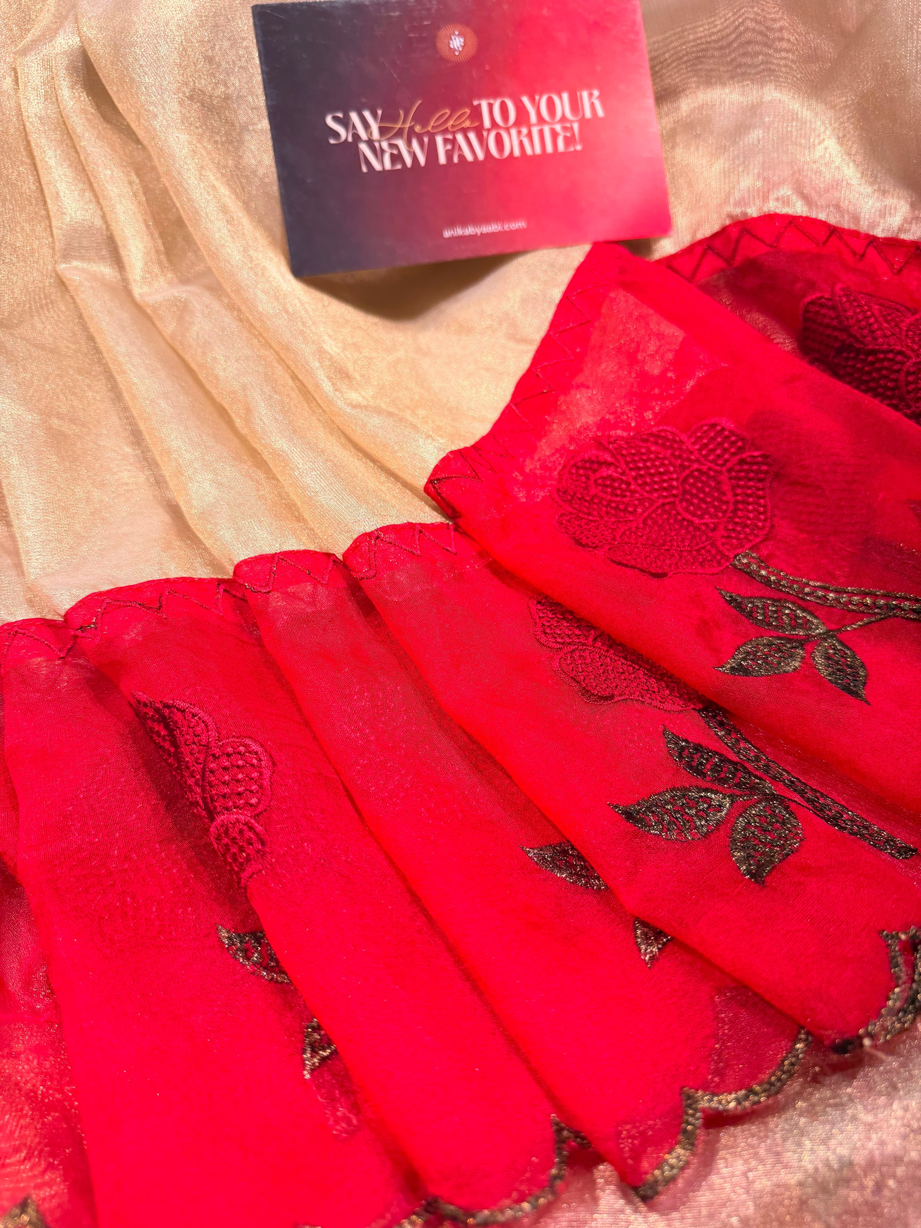 Anika’s Tissue saree with Embriodery an Exclusive Festive Edit - BH01