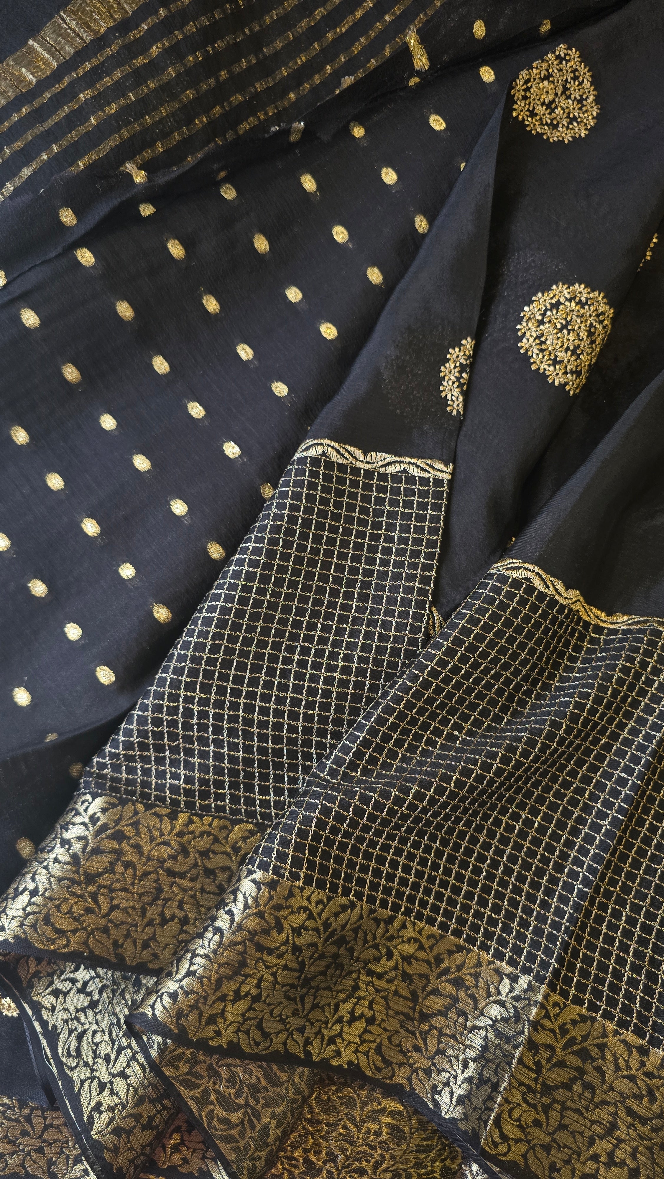 CHINON SILK SAREE-BLACK