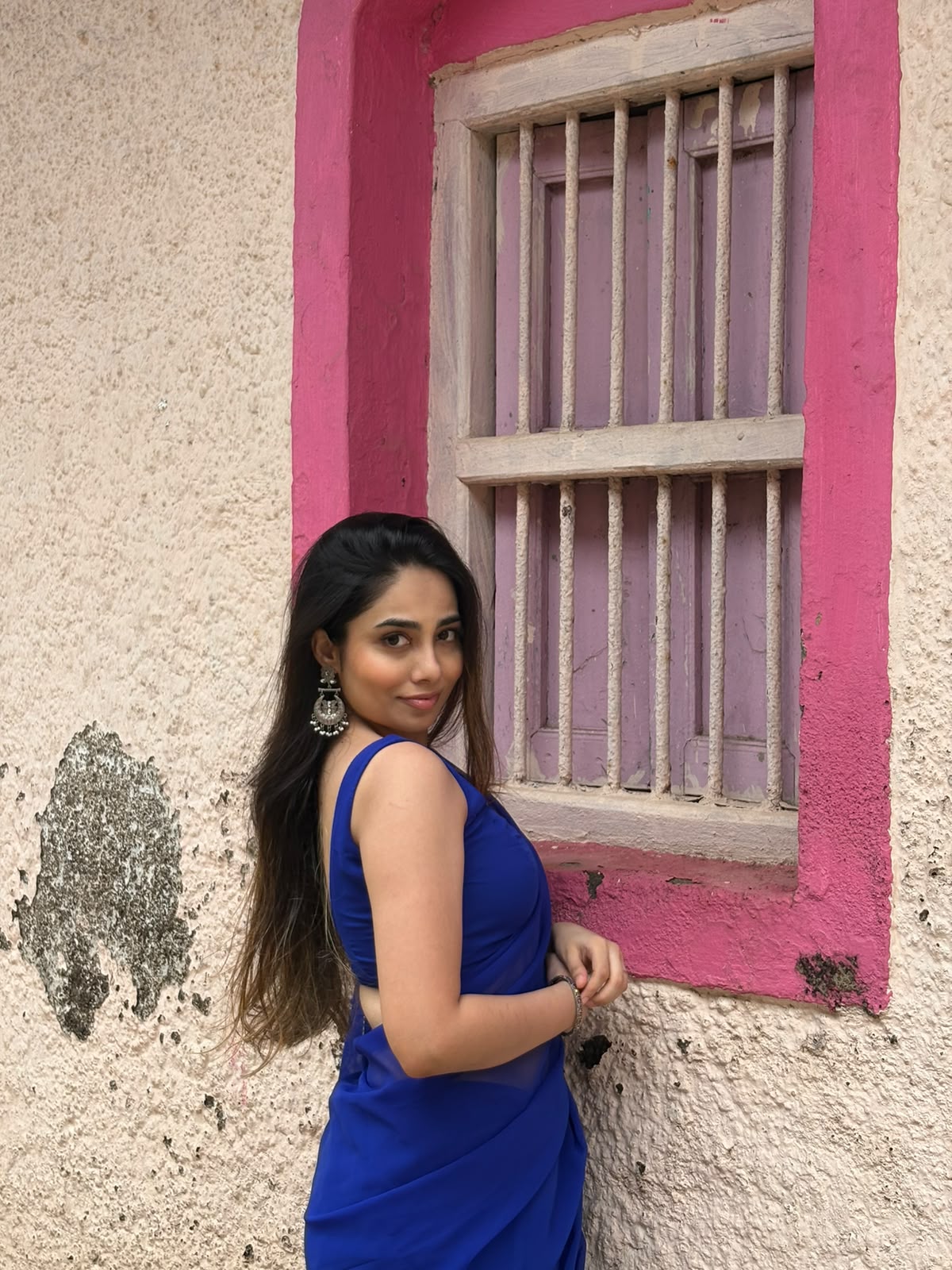 Anika's Soft Blue Chiffon saree -Indigo