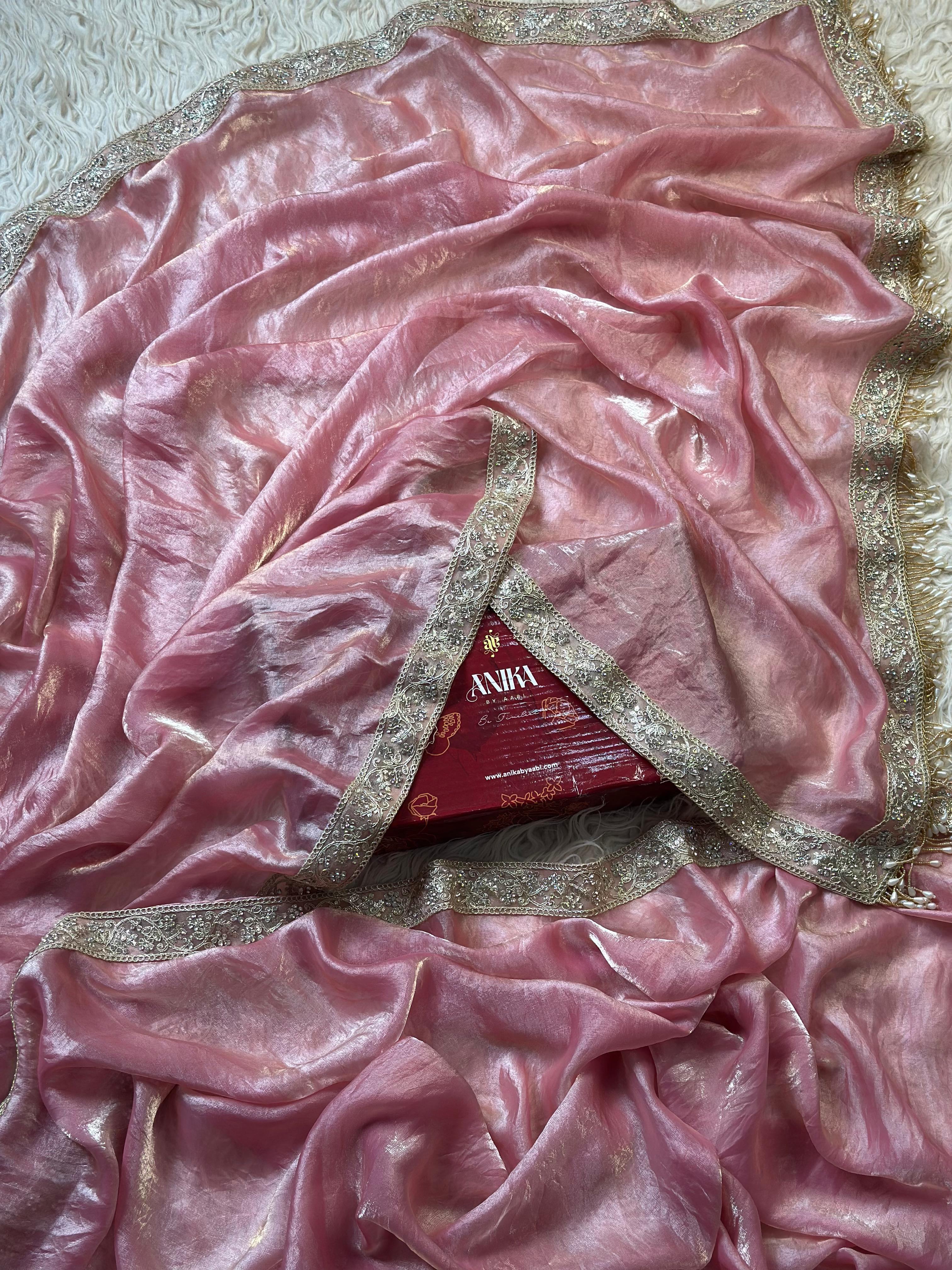 CHAKRA - GLASS TISSUE SILK SAREE | BABY PINK
