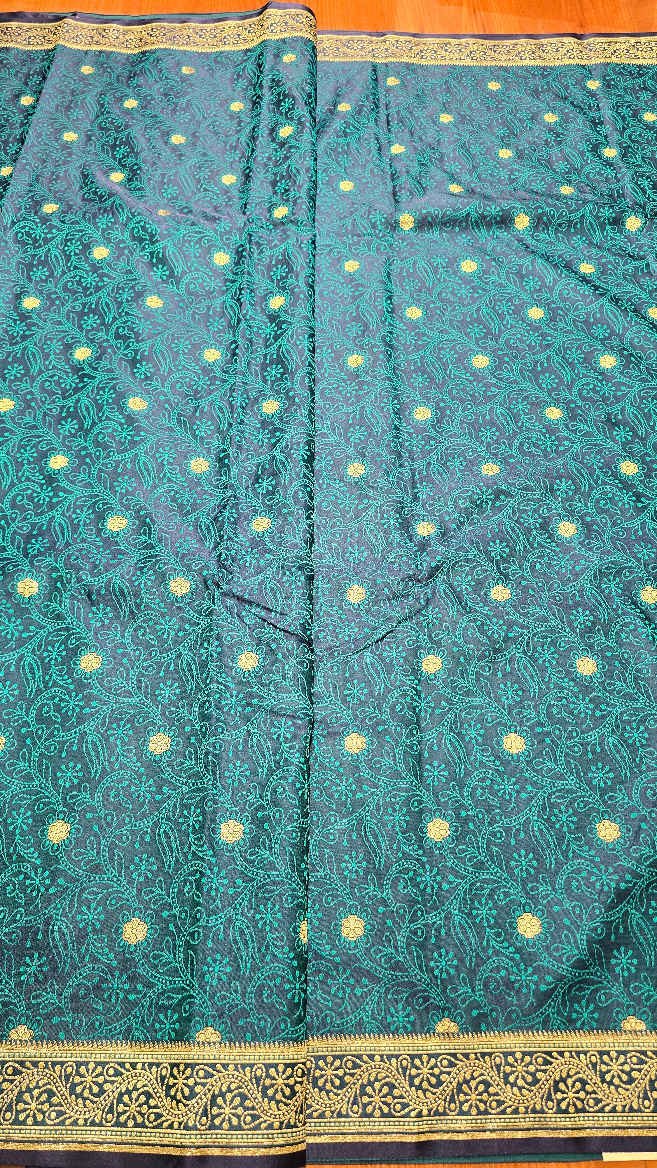 Anika's Vintage Banarasi silk - peacock Blue