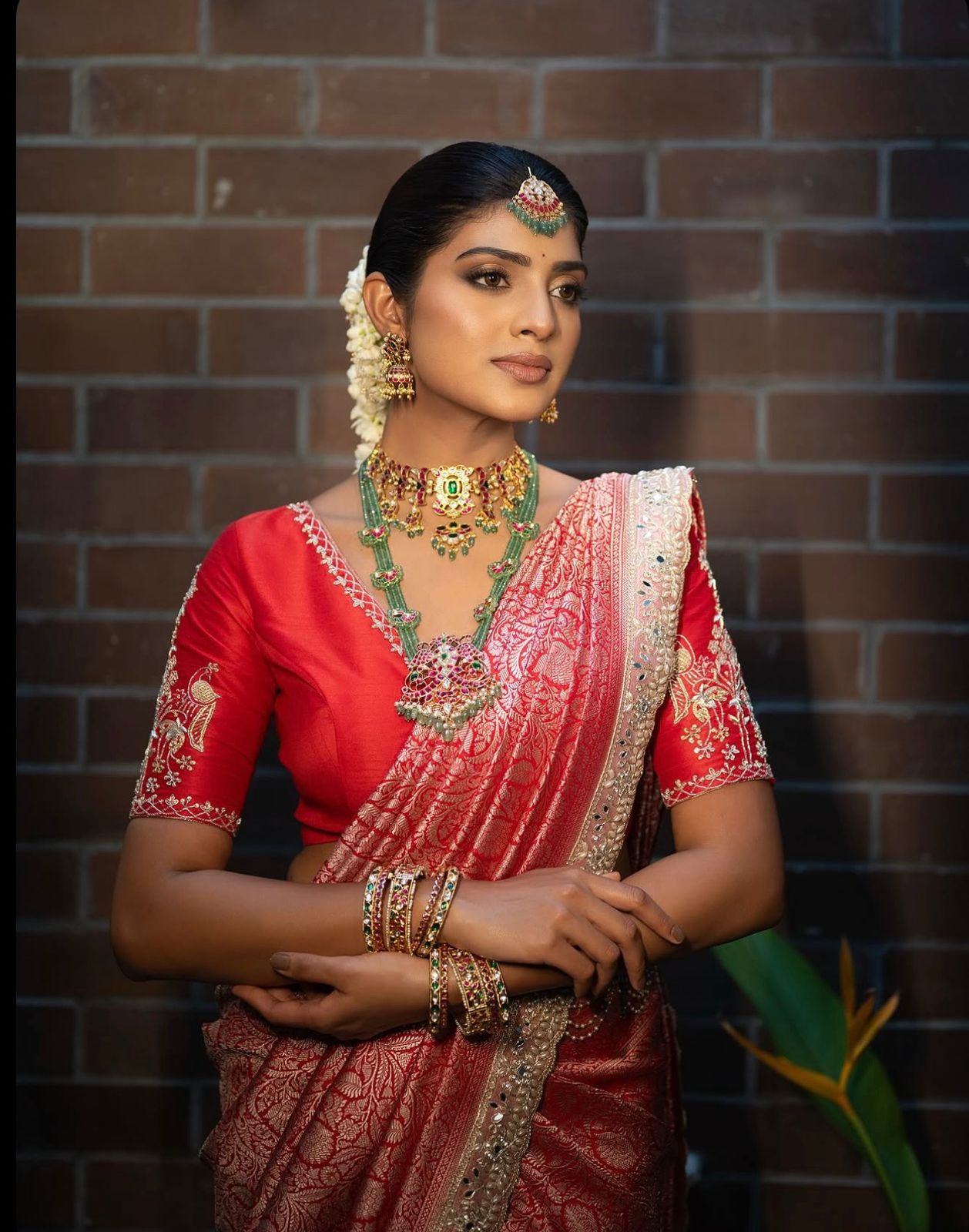 Banarasi Mushro Red silk saree with Lace - Mathuri