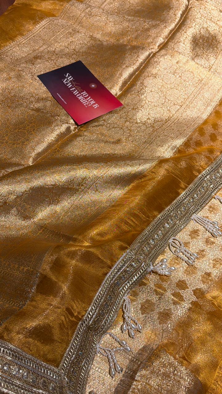 Pure Banarasi Tissue Silk Saree Golden Radiance - Kalki