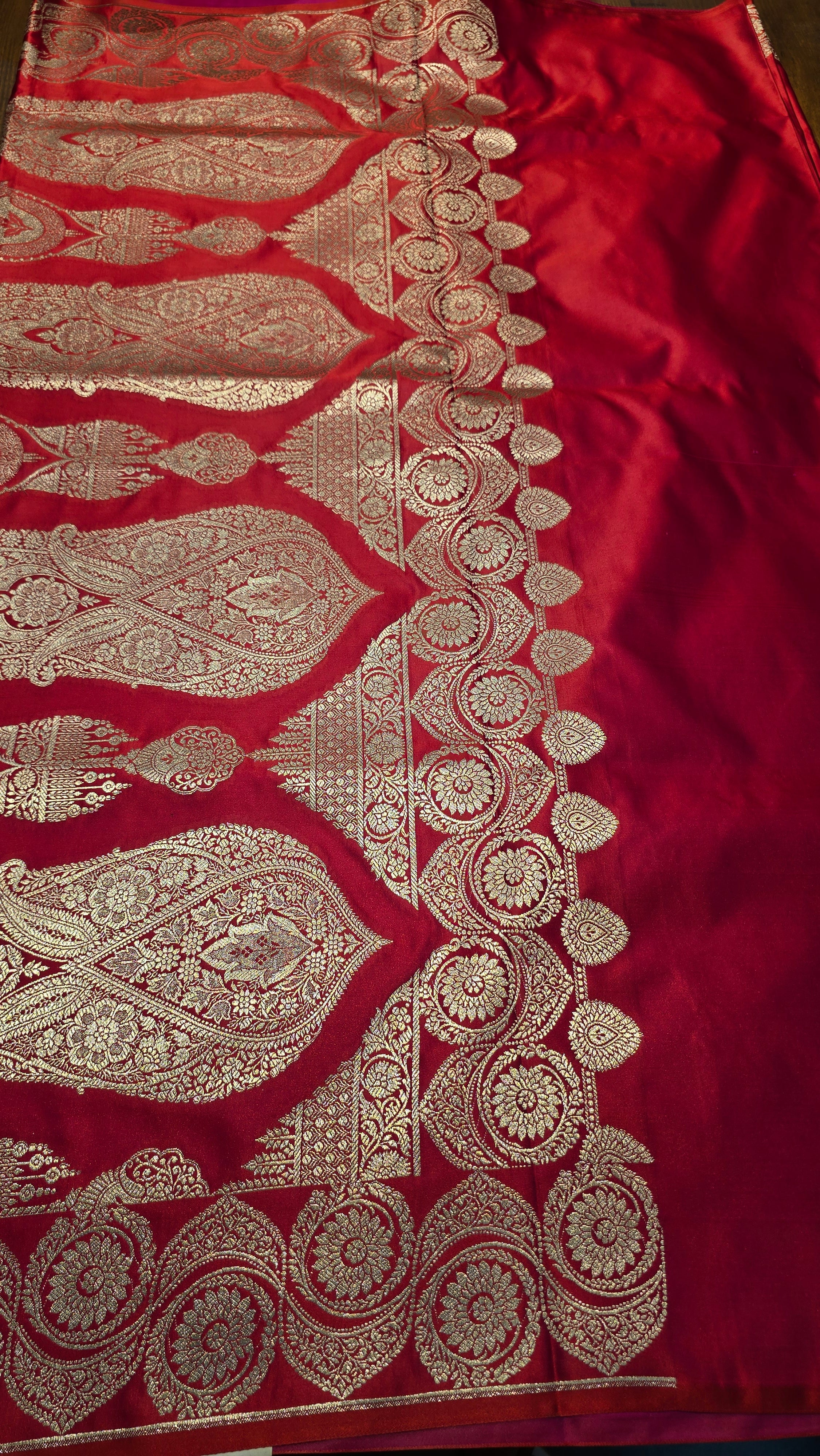 MASHRU REDDISH RANIPINK SAREE